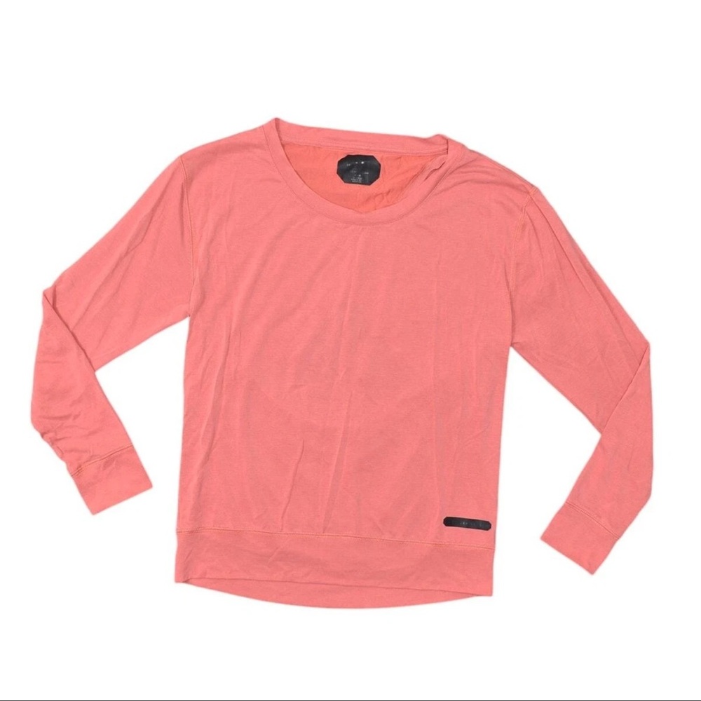 Under Armour Fitted Women's Medium Pink Polyester T-Shirt Long Sleeve Crew Neck